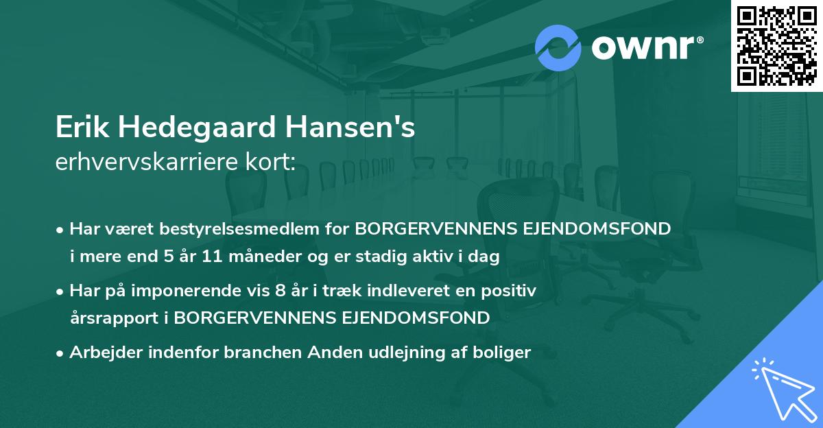 Erik Hedegaard Hansen's erhvervskarriere kort