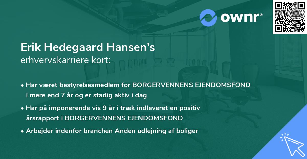 Erik Hedegaard Hansen's erhvervskarriere kort