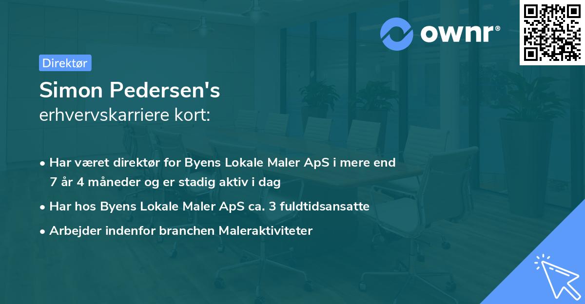 Simon Pedersen's erhvervskarriere kort