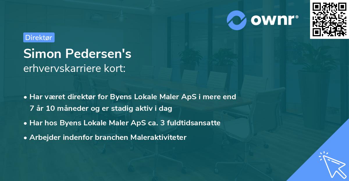 Simon Pedersen's erhvervskarriere kort