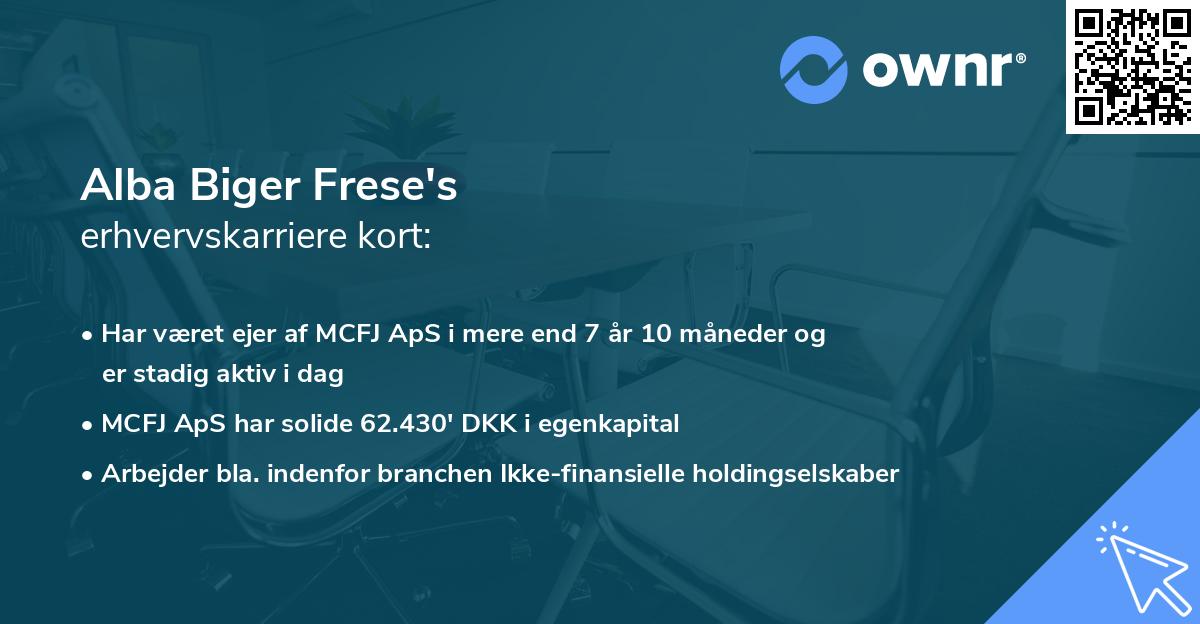 Alba Biger Frese's erhvervskarriere kort