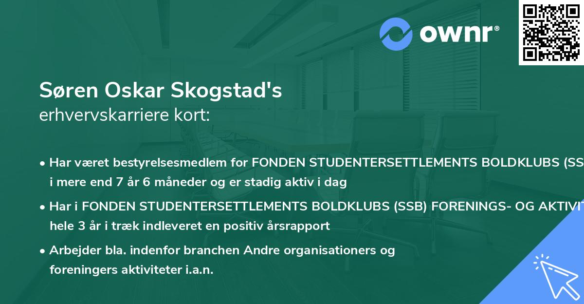 Søren Oskar Skogstad's erhvervskarriere kort