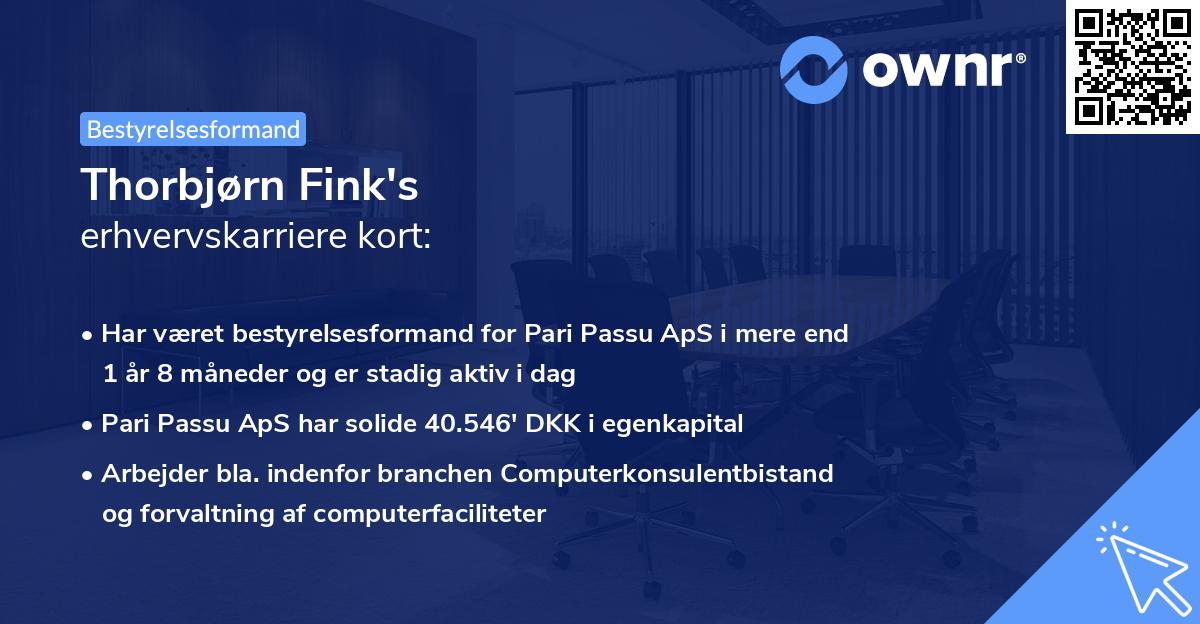 Thorbjørn Fink's erhvervskarriere kort