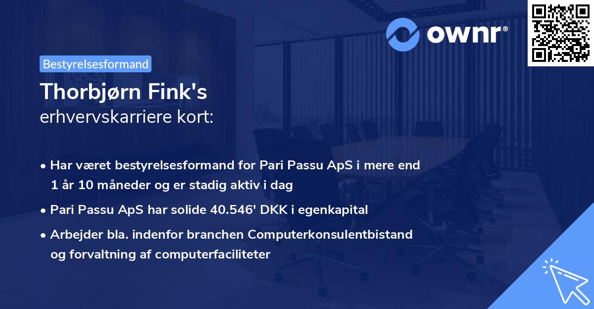 Thorbjørn Fink's erhvervskarriere kort