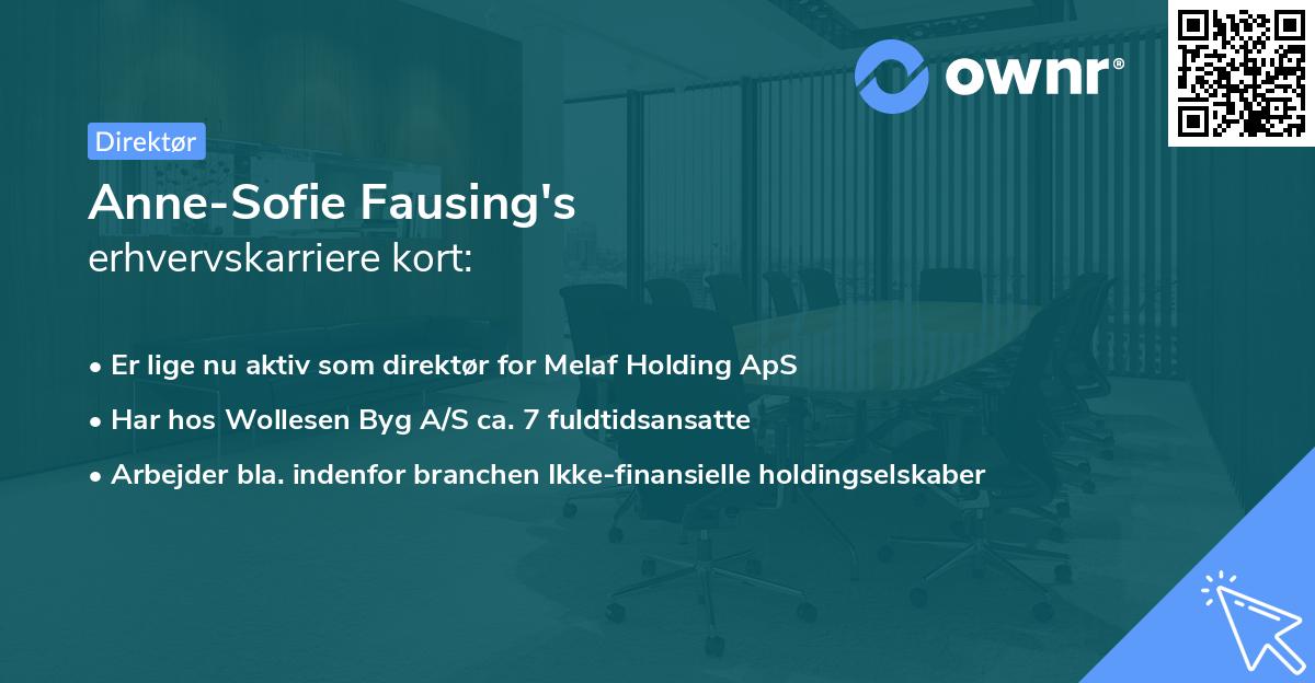 Anne-Sofie Fausing's erhvervskarriere kort
