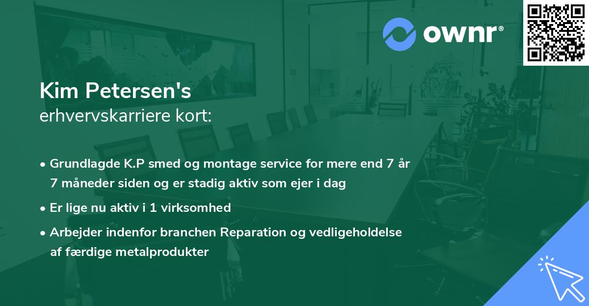 Kim Petersen's erhvervskarriere kort