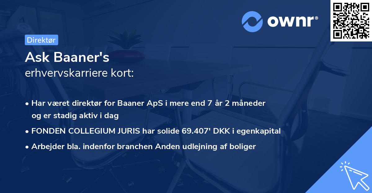 Ask Baaner's erhvervskarriere kort
