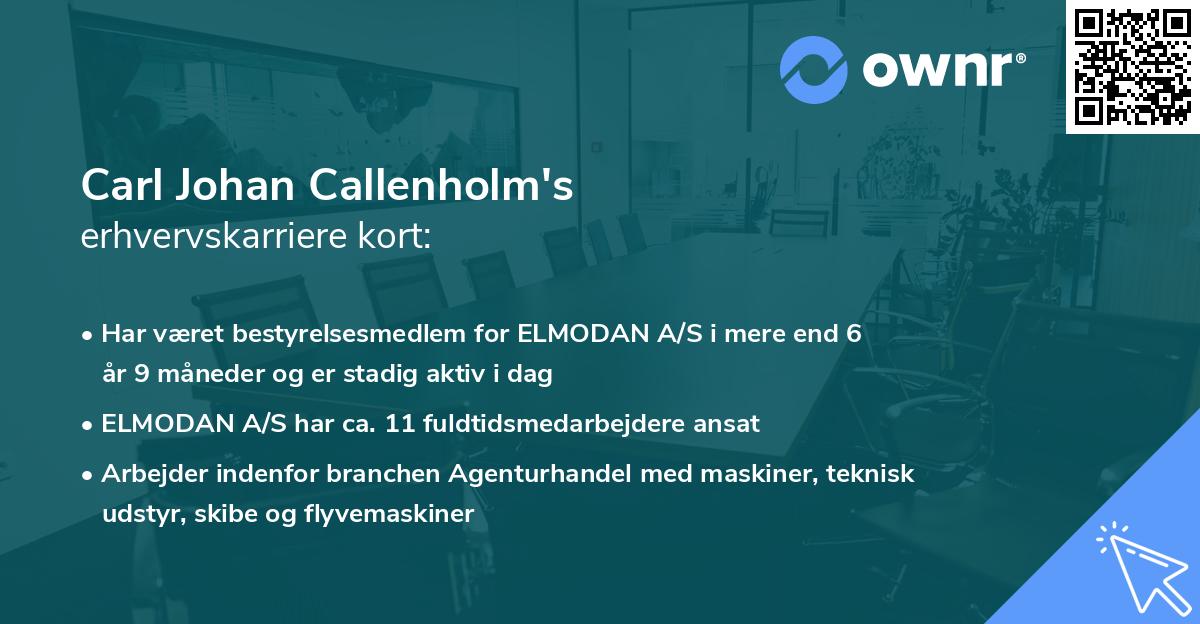 Carl Johan Callenholm's erhvervskarriere kort