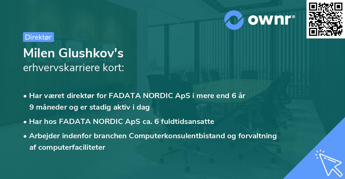 Milen Glushkov's erhvervskarriere kort