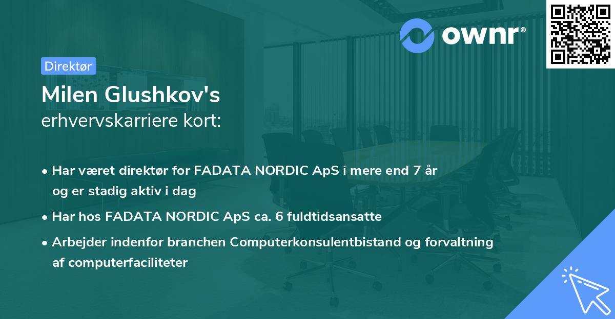Milen Glushkov's erhvervskarriere kort