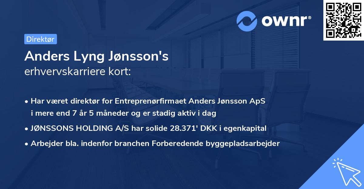 Anders Lyng Jønsson's erhvervskarriere kort