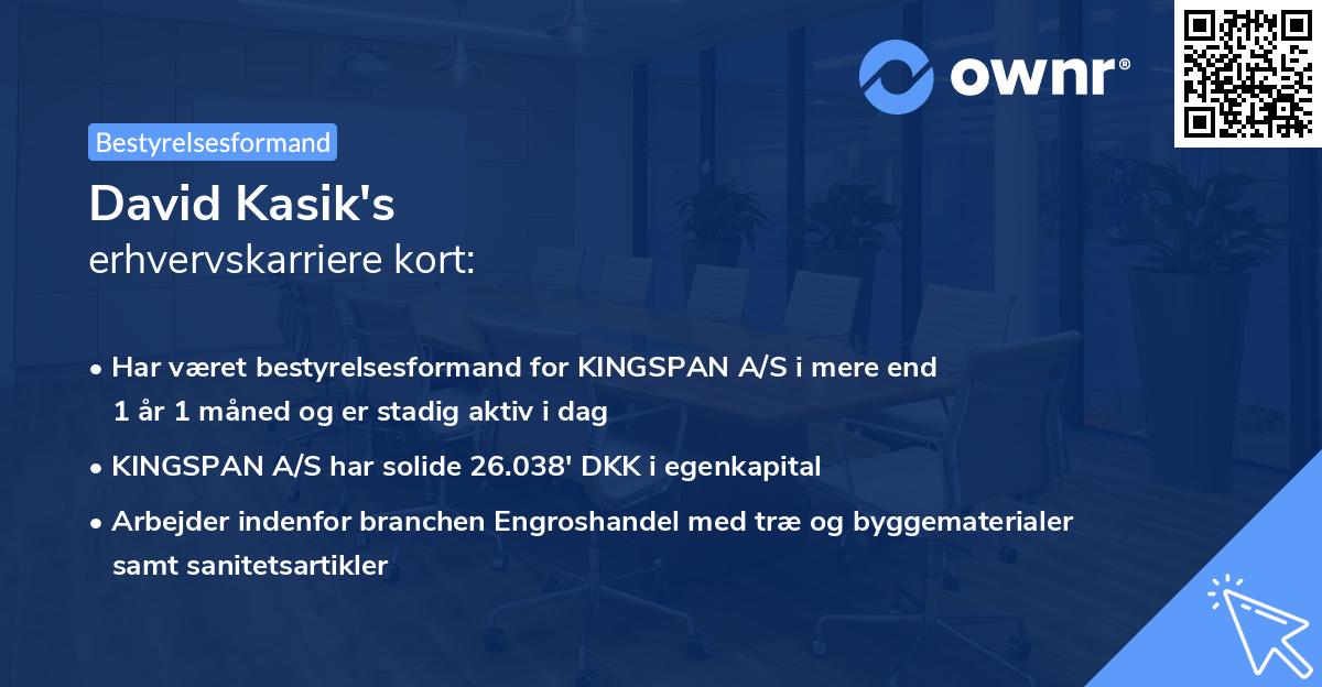 David Kasik's erhvervskarriere kort