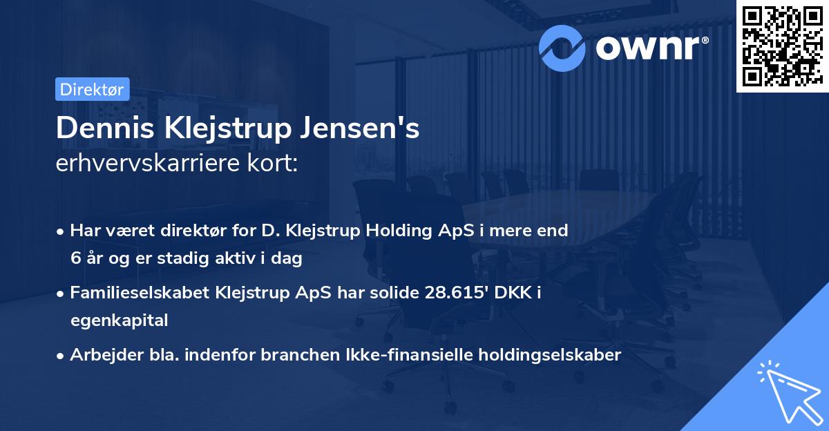 Dennis Klejstrup Jensen's erhvervskarriere kort