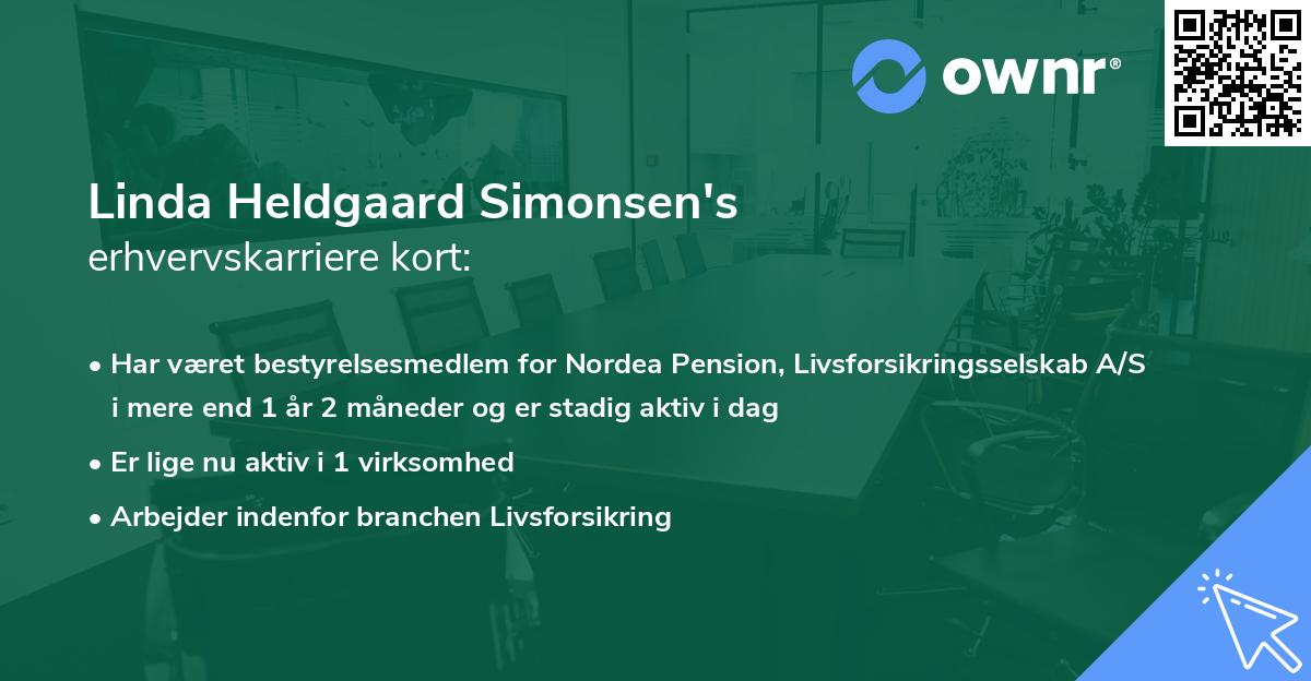 Linda Heldgaard Simonsen's erhvervskarriere kort