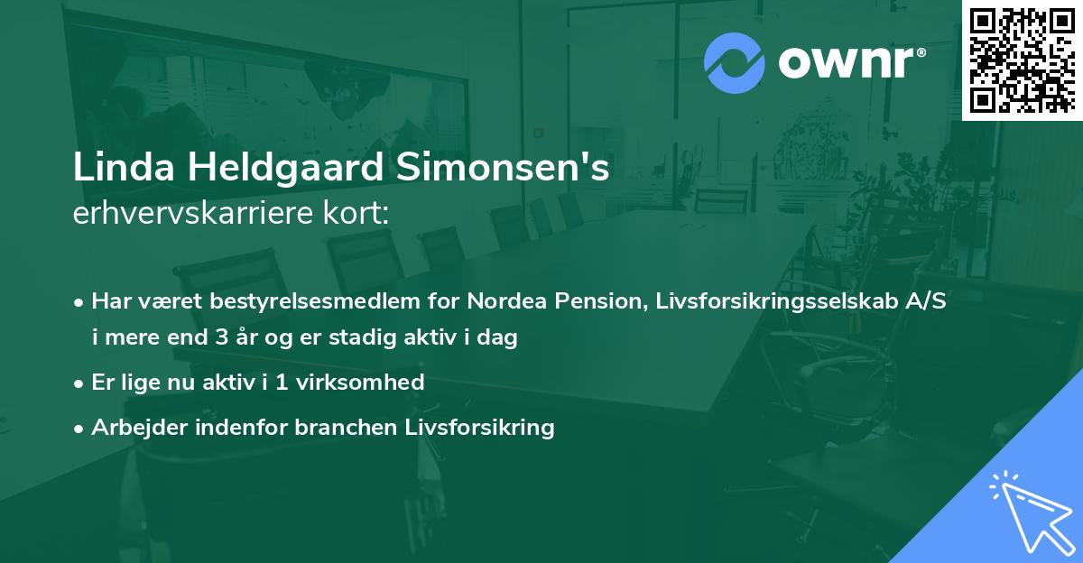 Linda Heldgaard Simonsen's erhvervskarriere kort
