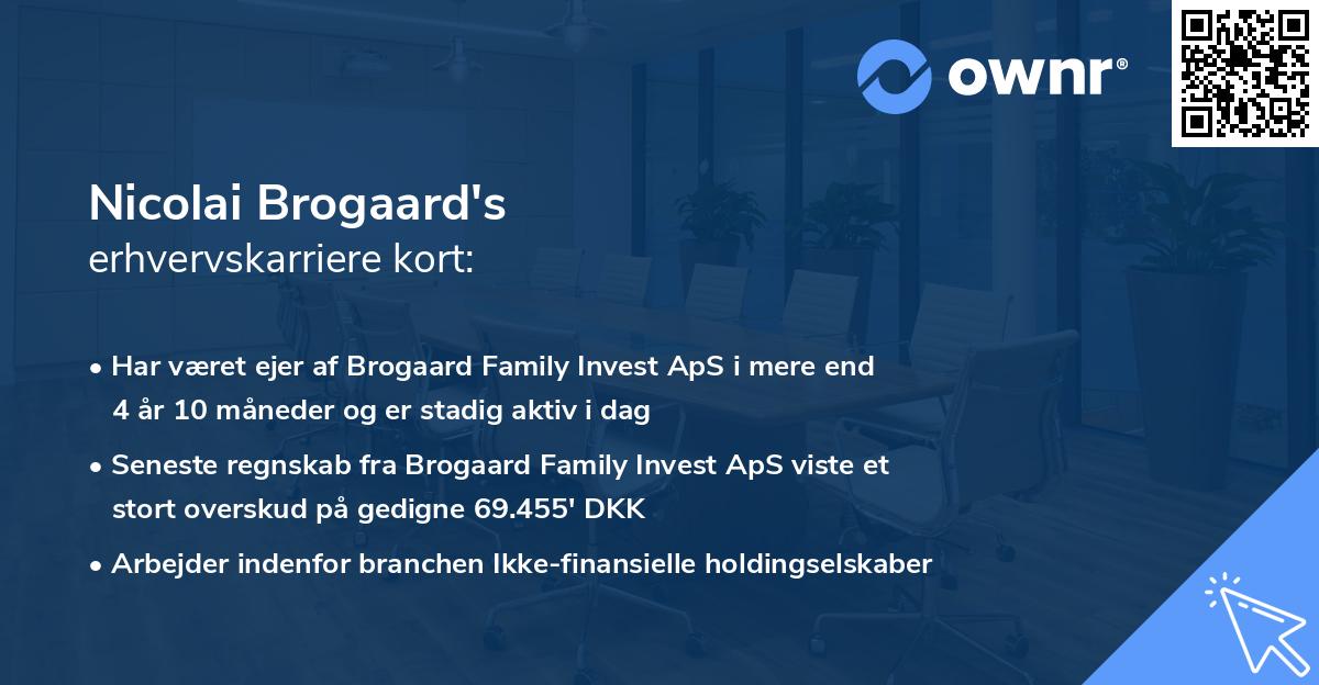 Nicolai Brogaard's erhvervskarriere kort