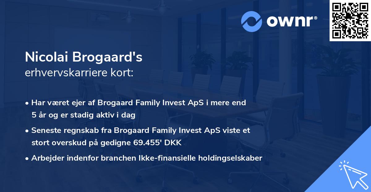 Nicolai Brogaard's erhvervskarriere kort
