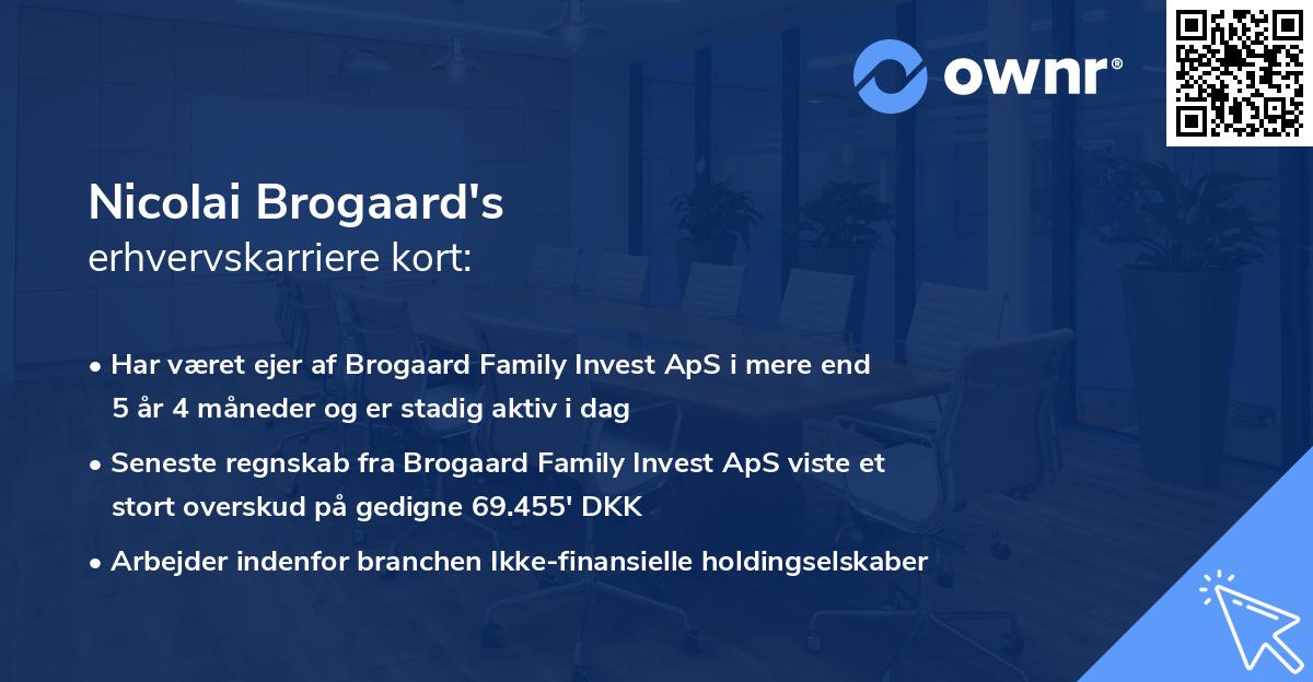 Nicolai Brogaard's erhvervskarriere kort