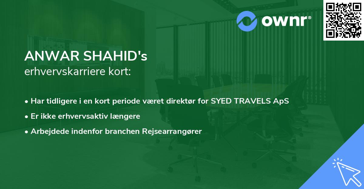 ANWAR SHAHID's erhvervskarriere kort