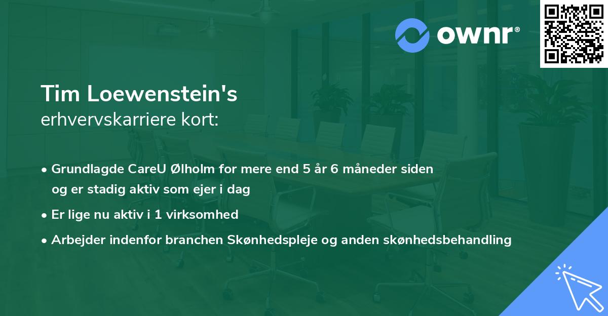 Tim Loewenstein's erhvervskarriere kort