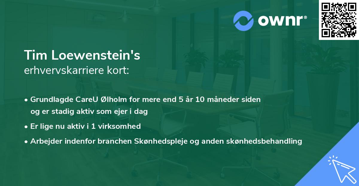 Tim Loewenstein's erhvervskarriere kort