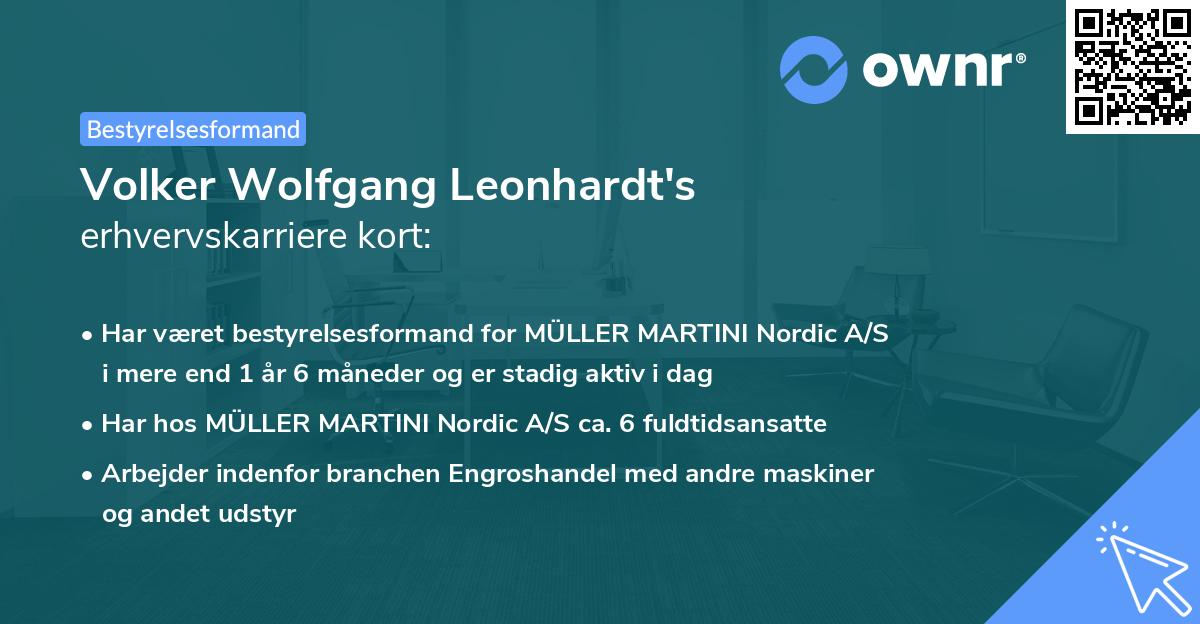 Volker Wolfgang Leonhardt's erhvervskarriere kort