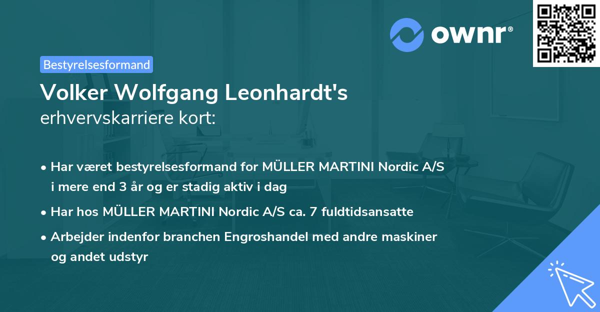 Volker Wolfgang Leonhardt's erhvervskarriere kort