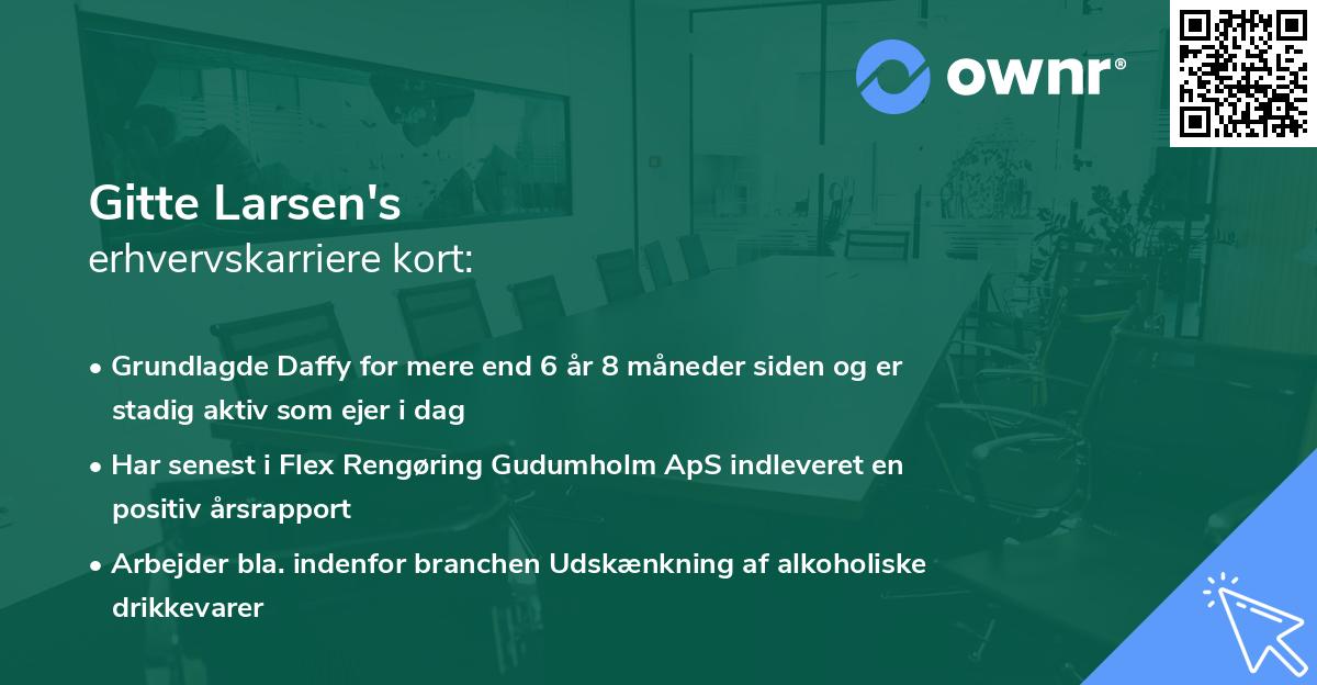 Gitte Larsen's erhvervskarriere kort