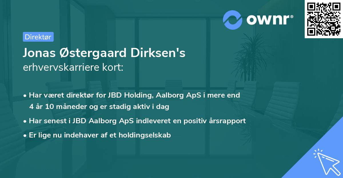 Jonas Østergaard Dirksen's erhvervskarriere kort