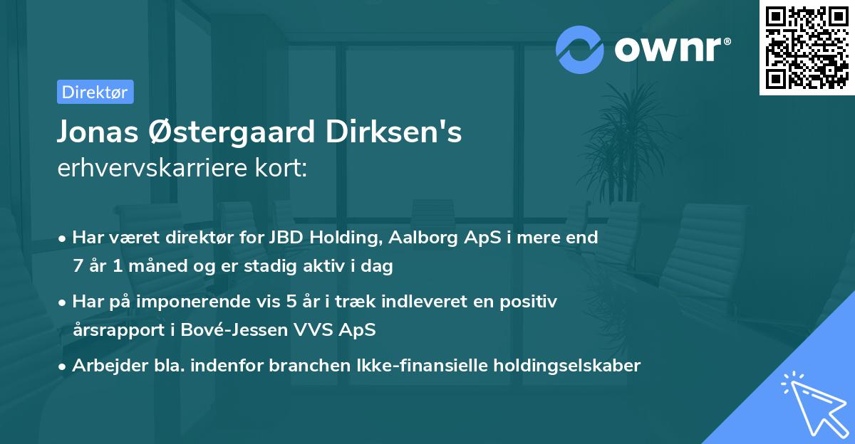 Jonas Østergaard Dirksen's erhvervskarriere kort