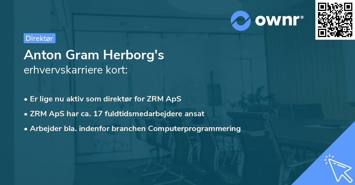Anton Gram Herborg's erhvervskarriere kort
