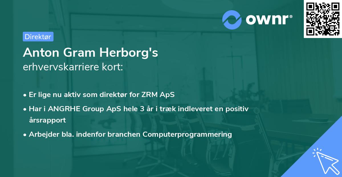 Anton Gram Herborg's erhvervskarriere kort
