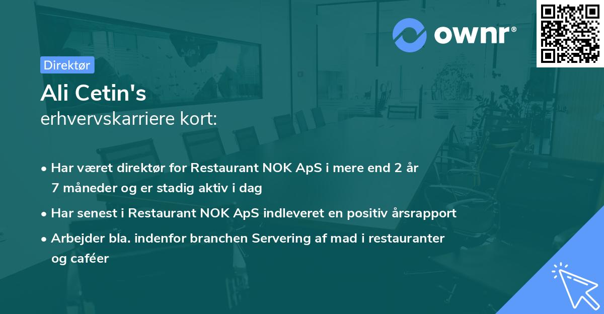 Ali Cetin's erhvervskarriere kort