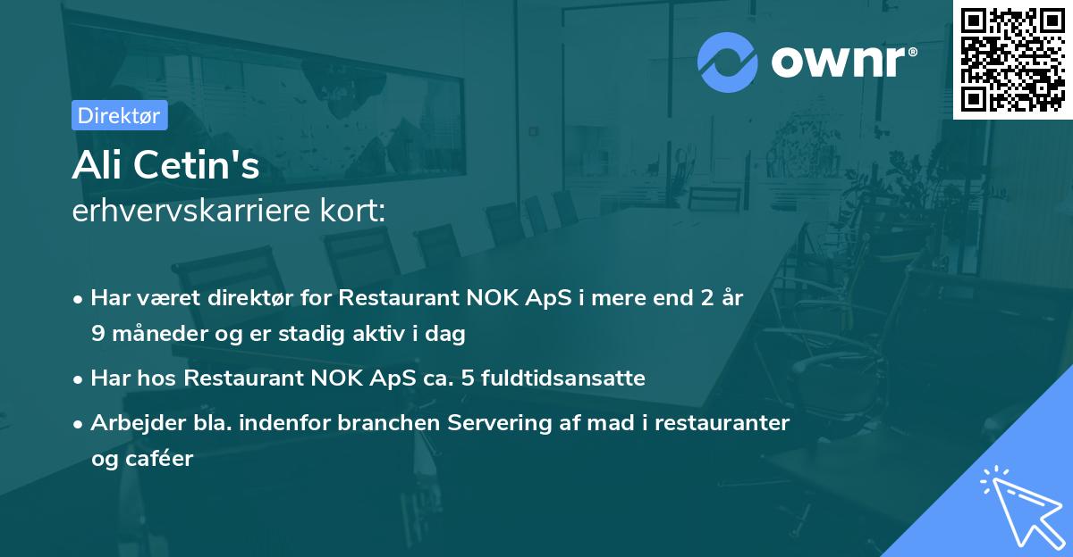 Ali Cetin's erhvervskarriere kort