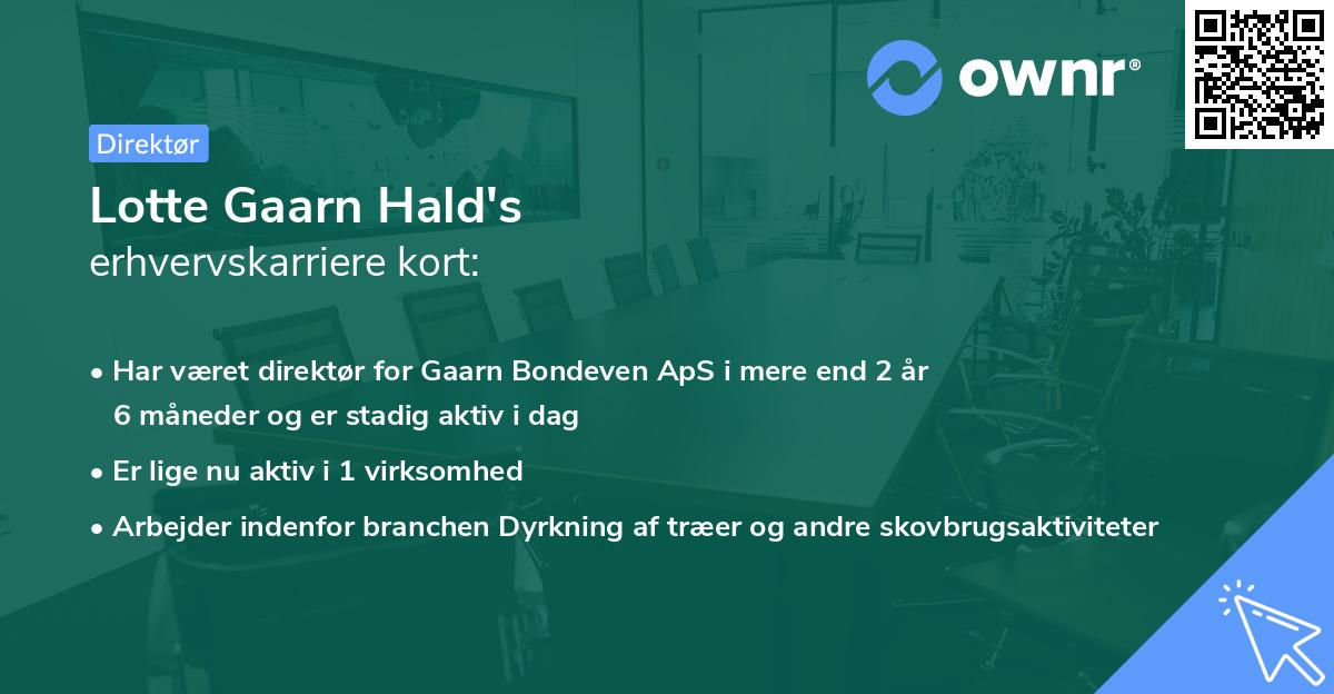 Lotte Gaarn Hald's erhvervskarriere kort