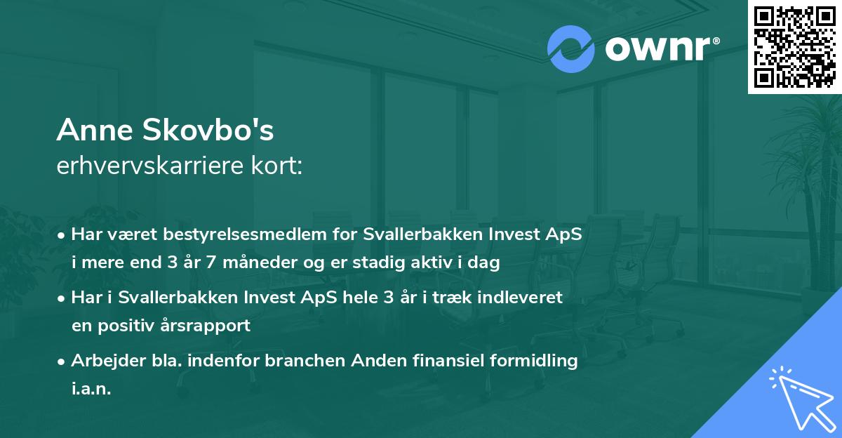 Anne Skovbo's erhvervskarriere kort