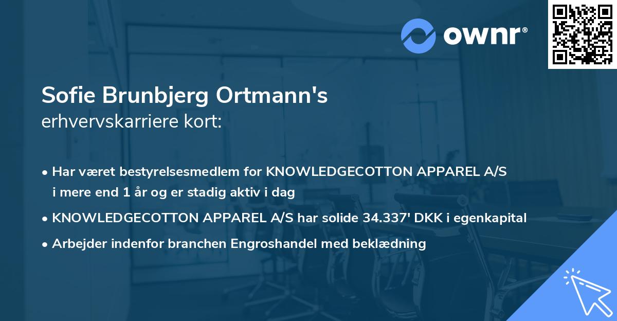 Sofie Brunbjerg Ortmann's erhvervskarriere kort