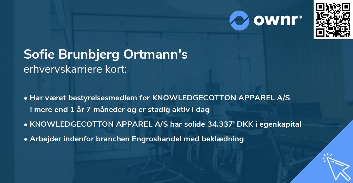 Sofie Brunbjerg Ortmann's erhvervskarriere kort