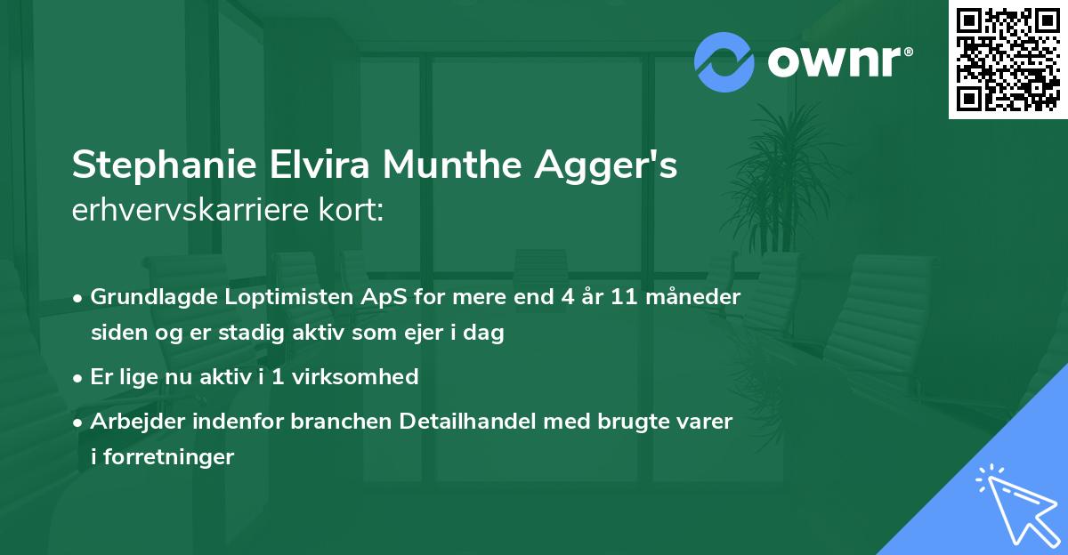 Stephanie Elvira Munthe Agger's erhvervskarriere kort