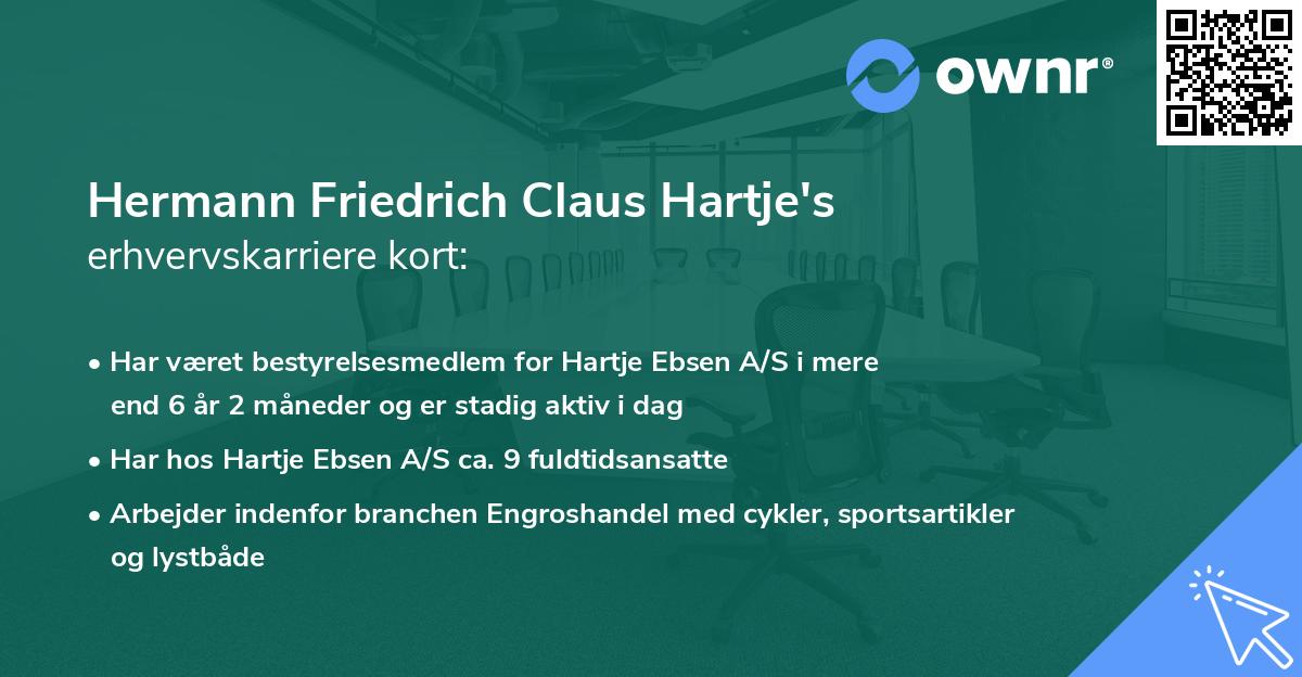 Hermann Friedrich Claus Hartje's erhvervskarriere kort