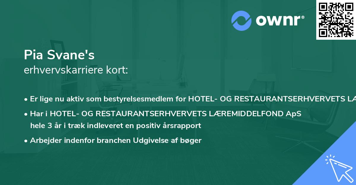 Pia Svane's erhvervskarriere kort