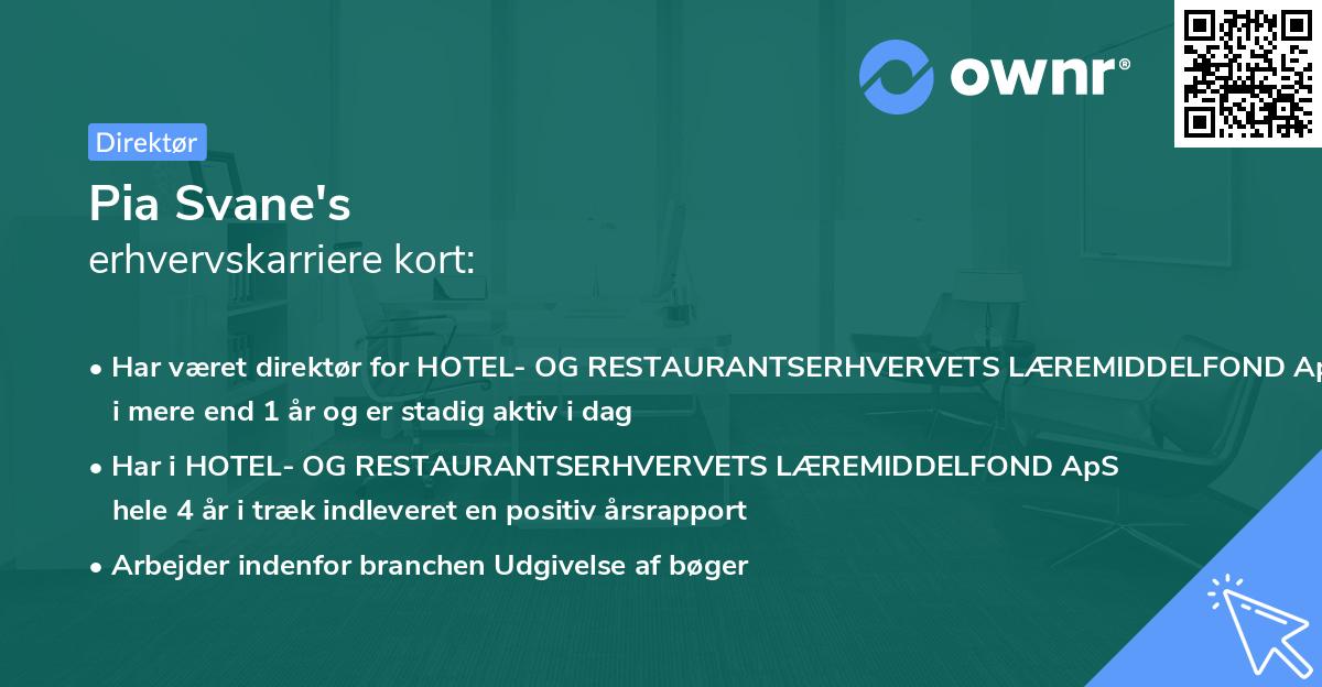 Pia Svane's erhvervskarriere kort