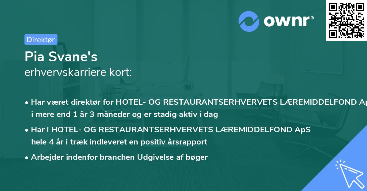 Pia Svane's erhvervskarriere kort