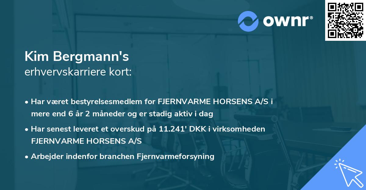 Kim Bergmann's erhvervskarriere kort