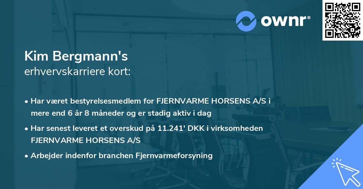 Kim Bergmann's erhvervskarriere kort