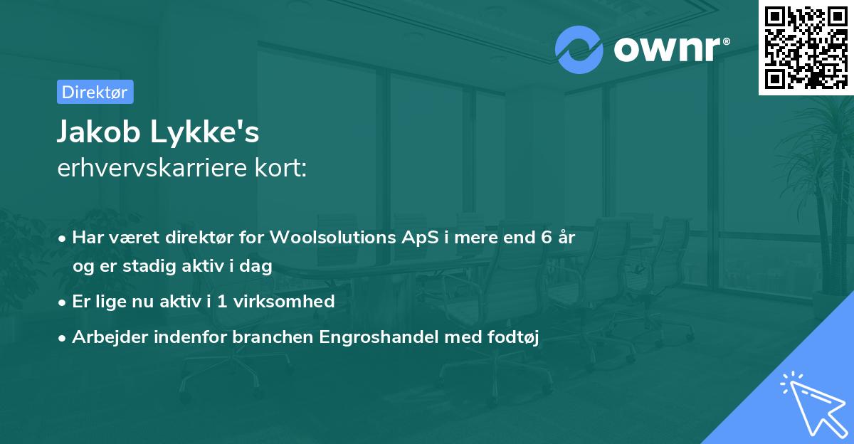 Jakob Lykke's erhvervskarriere kort