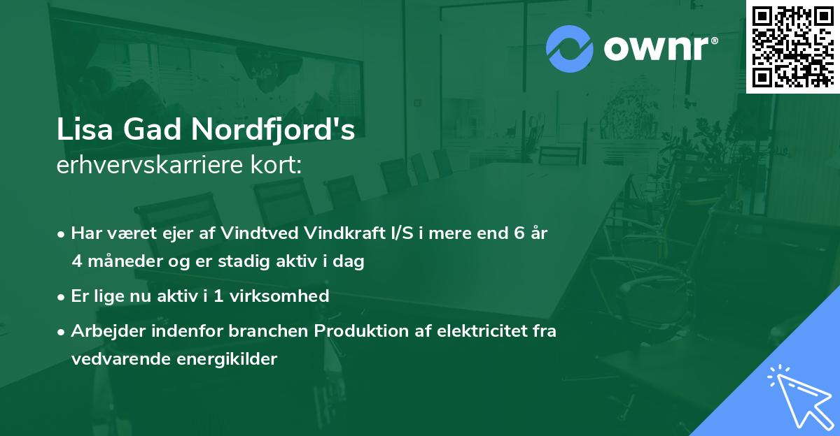 Lisa Gad Nordfjord's erhvervskarriere kort