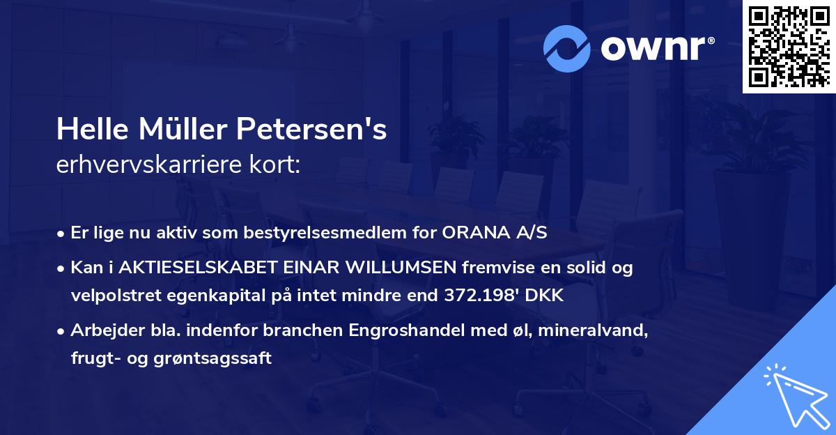 Helle Müller Petersen's erhvervskarriere kort