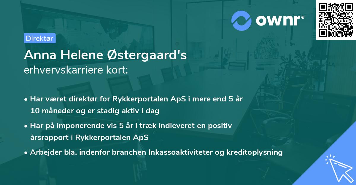 Anna Helene Østergaard's erhvervskarriere kort