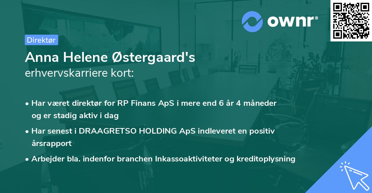 Anna Helene Østergaard's erhvervskarriere kort
